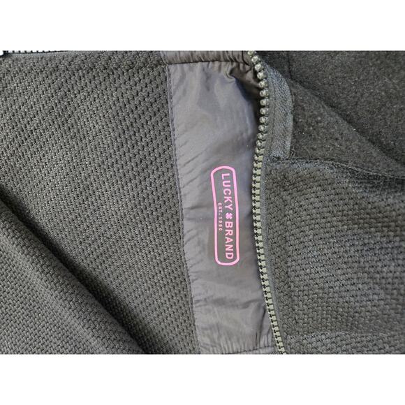 Lucky Brand SZ Med Faux Shearling Soft Fleece Zip Jacket Black with PinkTrim-EUC - Picture 3 of 6